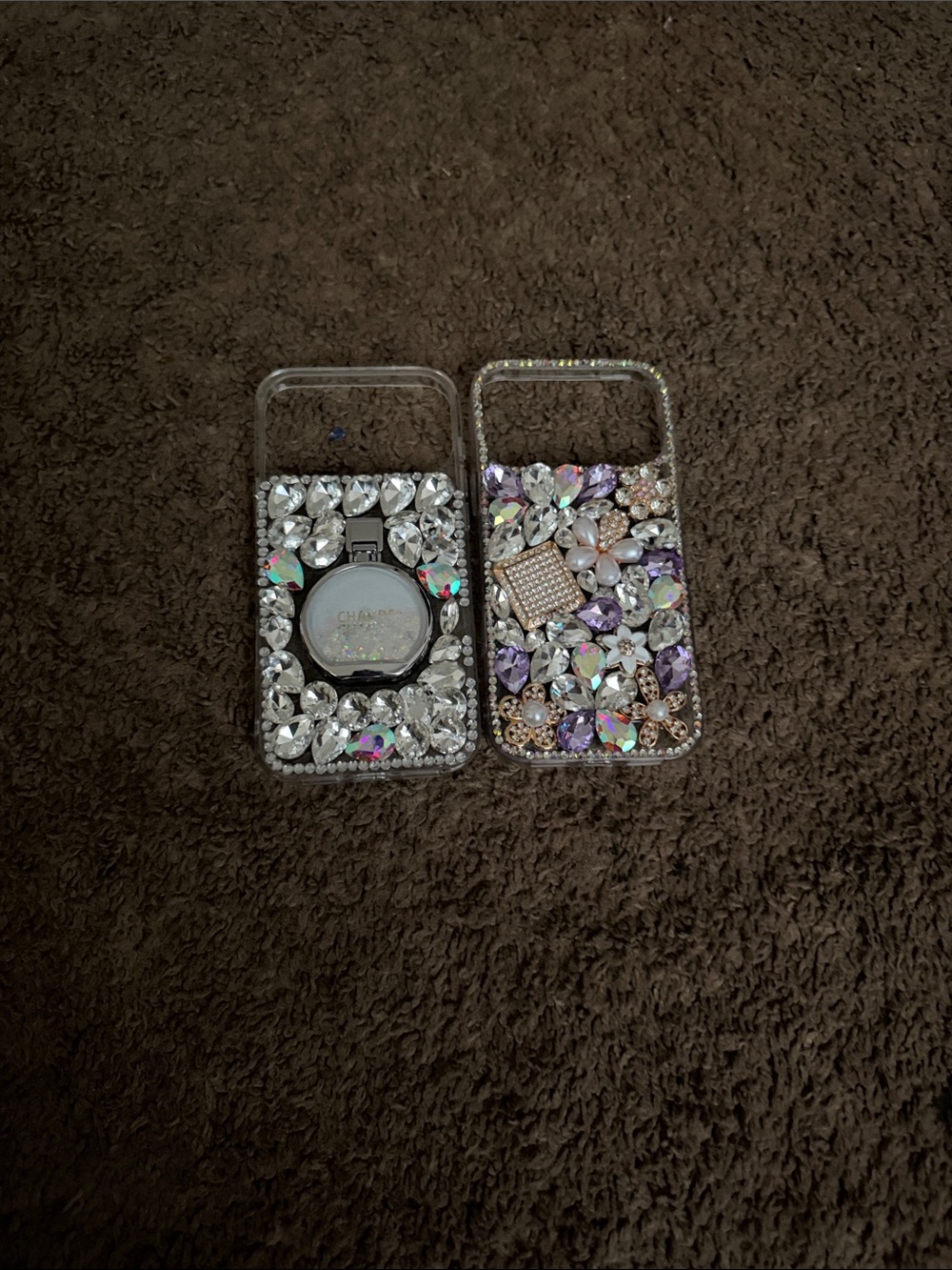 Clear Bling Rhinestone Phone Case with Purpleand Silver Accents